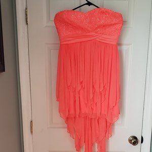 Coral High-Lo Dress